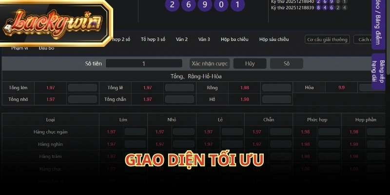 Xổ số Luckywin được thiết kế theo hướng tối giản nhưng đầy đủ chức năng